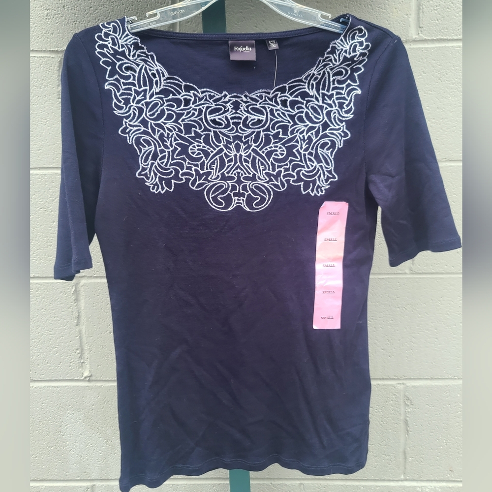 Small Navy Boatneck Top